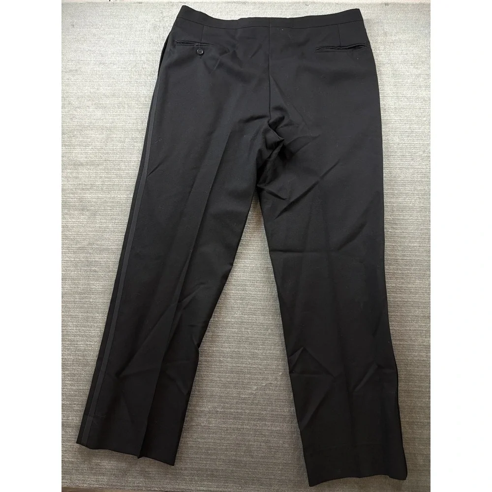 Jos A Bank Mens 44L Tuxedo Suit Black‎ Wool Pants Pleated 36x32 Wedding Formal